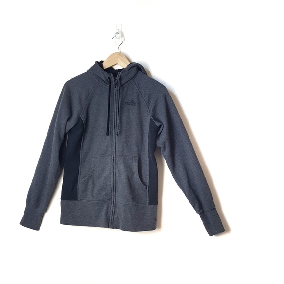 The North Face Sweaters - The North Face Grey & Black Zip-up Hoodie Sweater